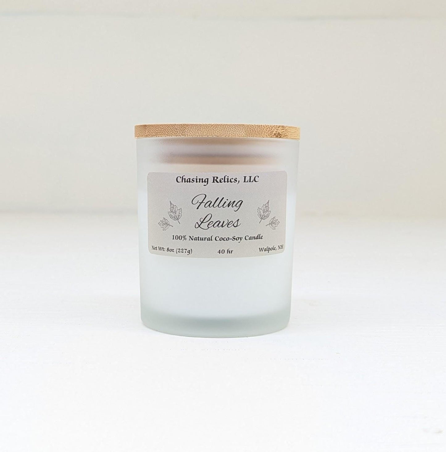 Falling Leaves Coco-Soy Candle - Autumn Scented, Bamboo Lid - 8oz