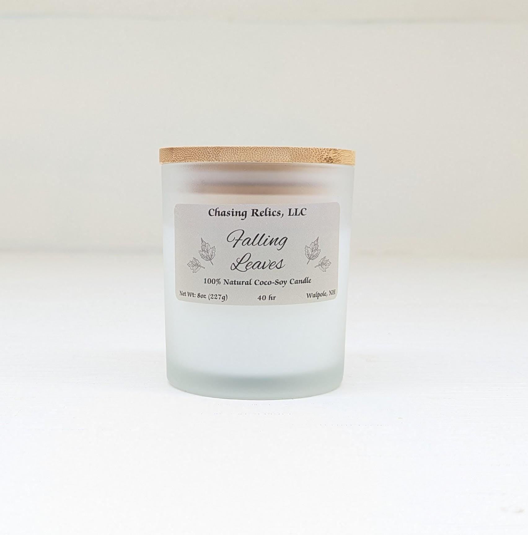 Falling Leaves Coco-Soy Candle - Autumn Scented, Bamboo Lid - 8oz
