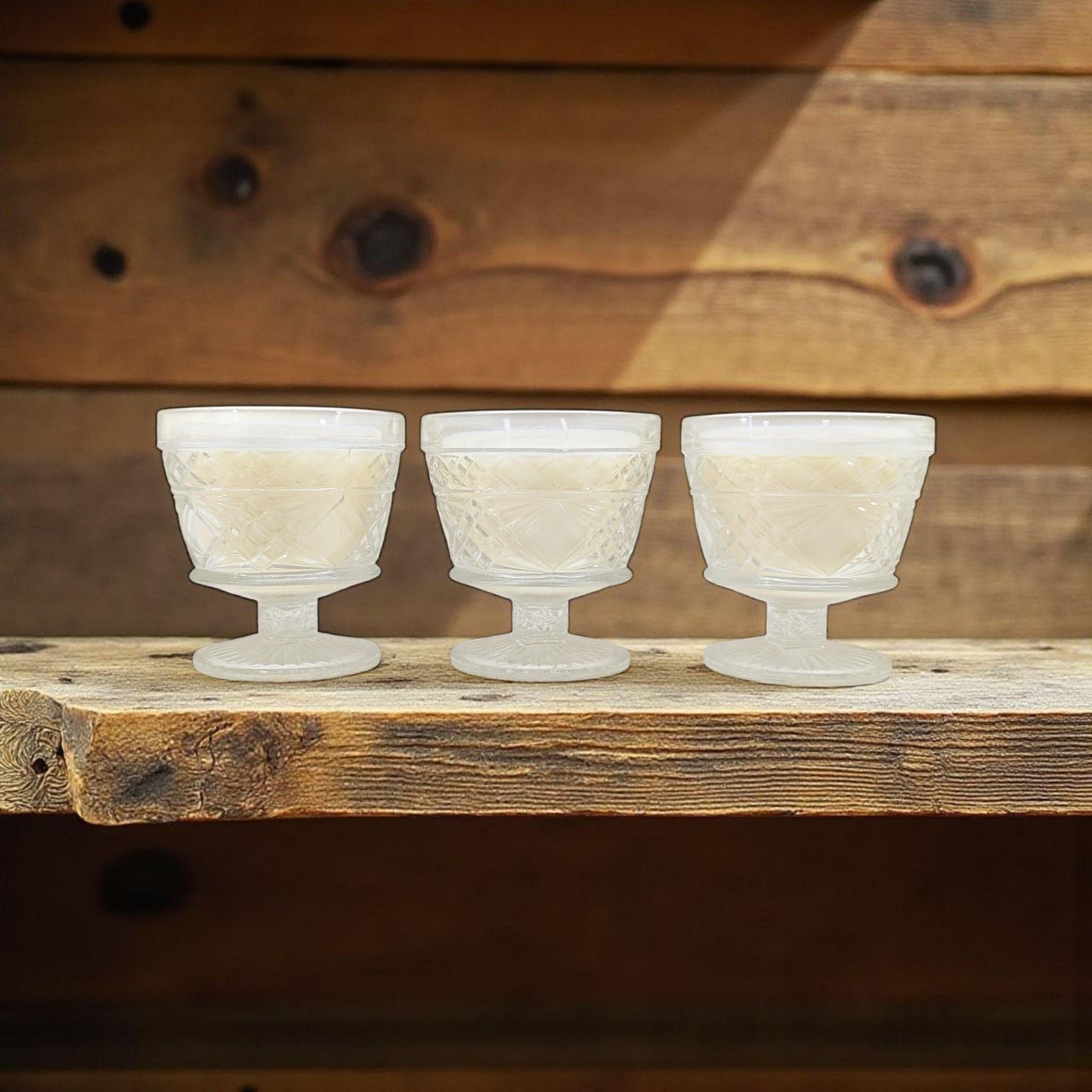 Unscented Soy Candle Bundle: 3 Vintage Hazel Atlas Glass Candles, Coco-Soy Wax Blend