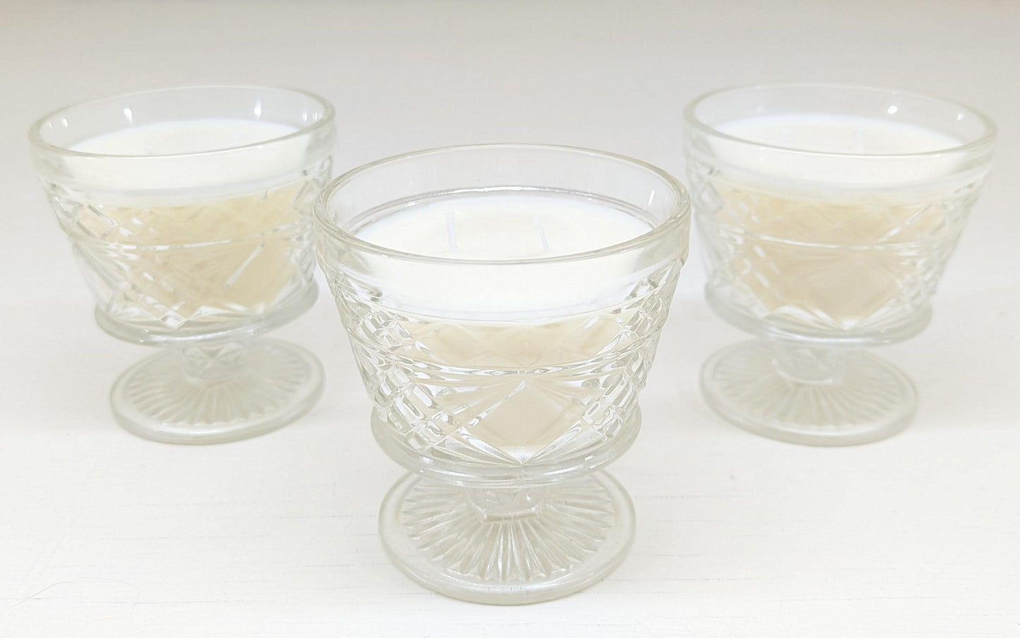 Unscented Soy Candle Bundle: 3 Vintage Hazel Atlas Glass Candles, Coco-Soy Wax Blend