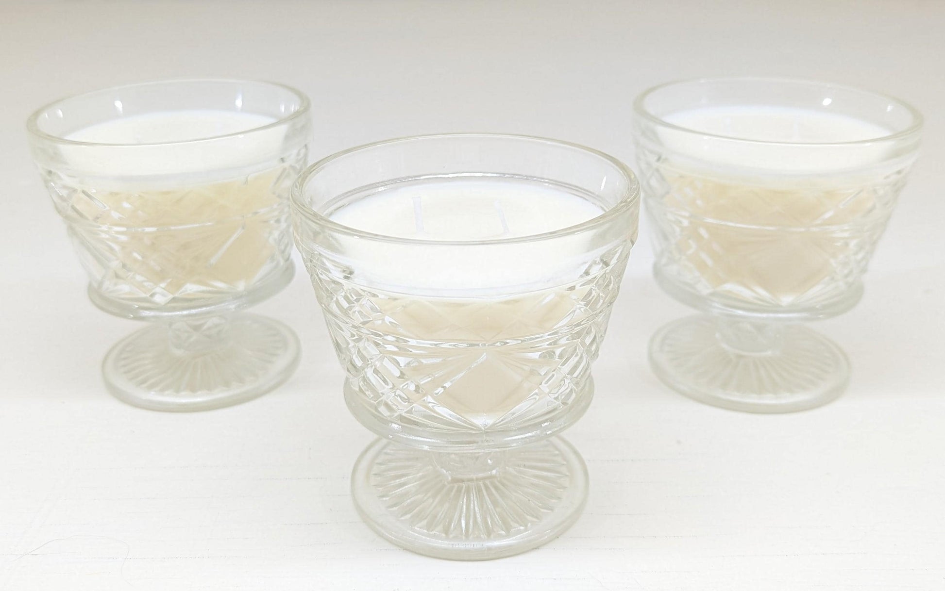 Unscented Soy Candle Bundle: 3 Vintage Hazel Atlas Glass Candles, Coco-Soy Wax Blend