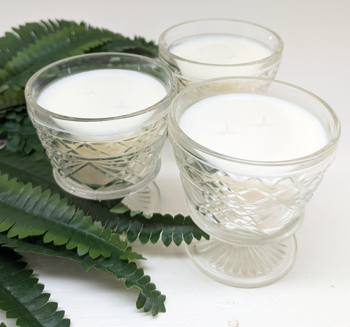 Unscented Soy Candle Bundle: 3 Vintage Hazel Atlas Glass Candles, Coco-Soy Wax Blend
