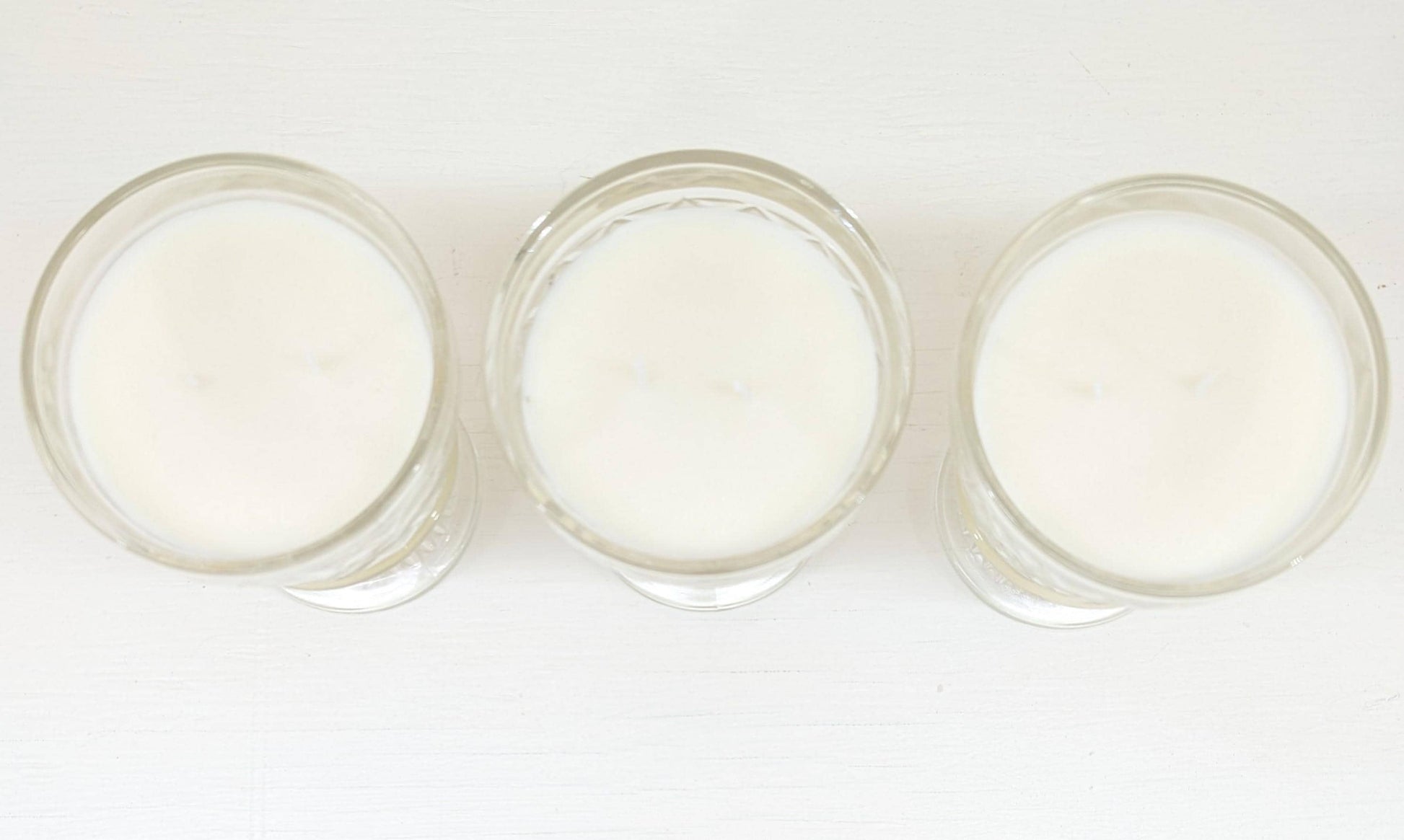 Unscented Soy Candle Bundle: 3 Vintage Hazel Atlas Glass Candles, Coco-Soy Wax Blend