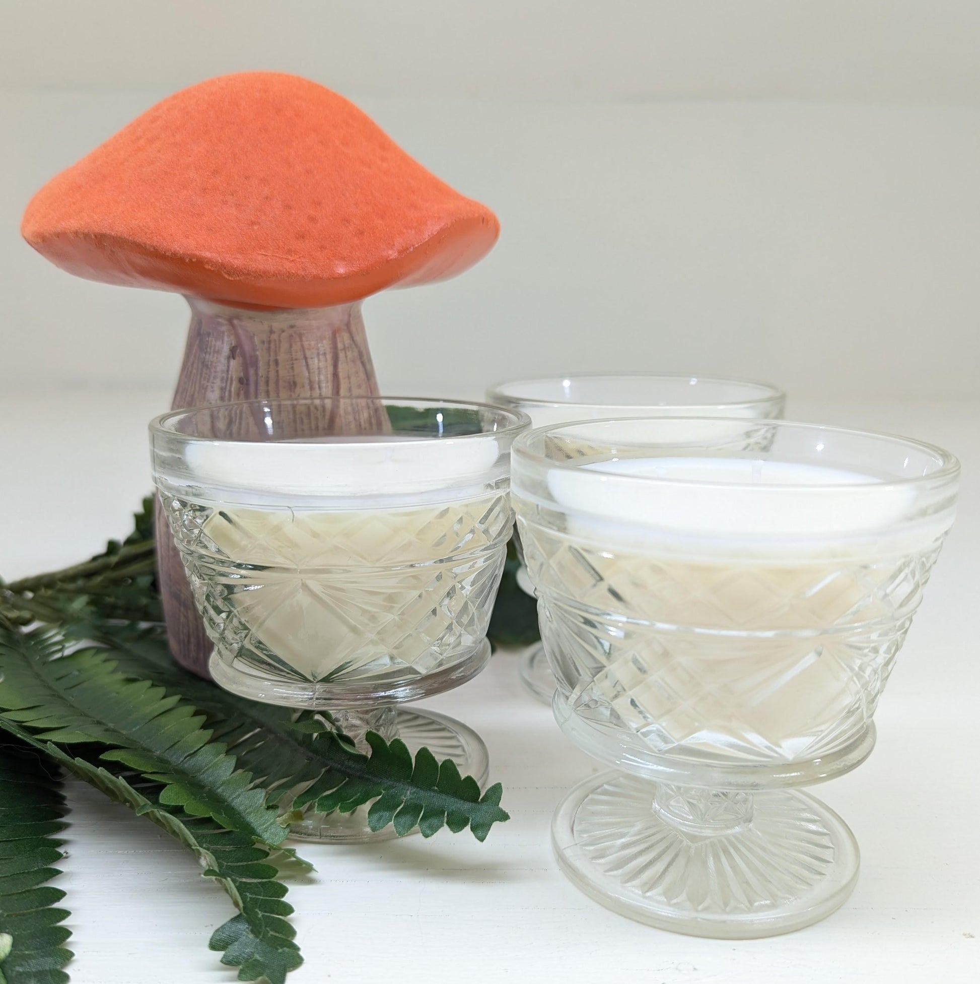 Unscented Soy Candle Bundle: 3 Vintage Hazel Atlas Glass Candles, Coco-Soy Wax Blend