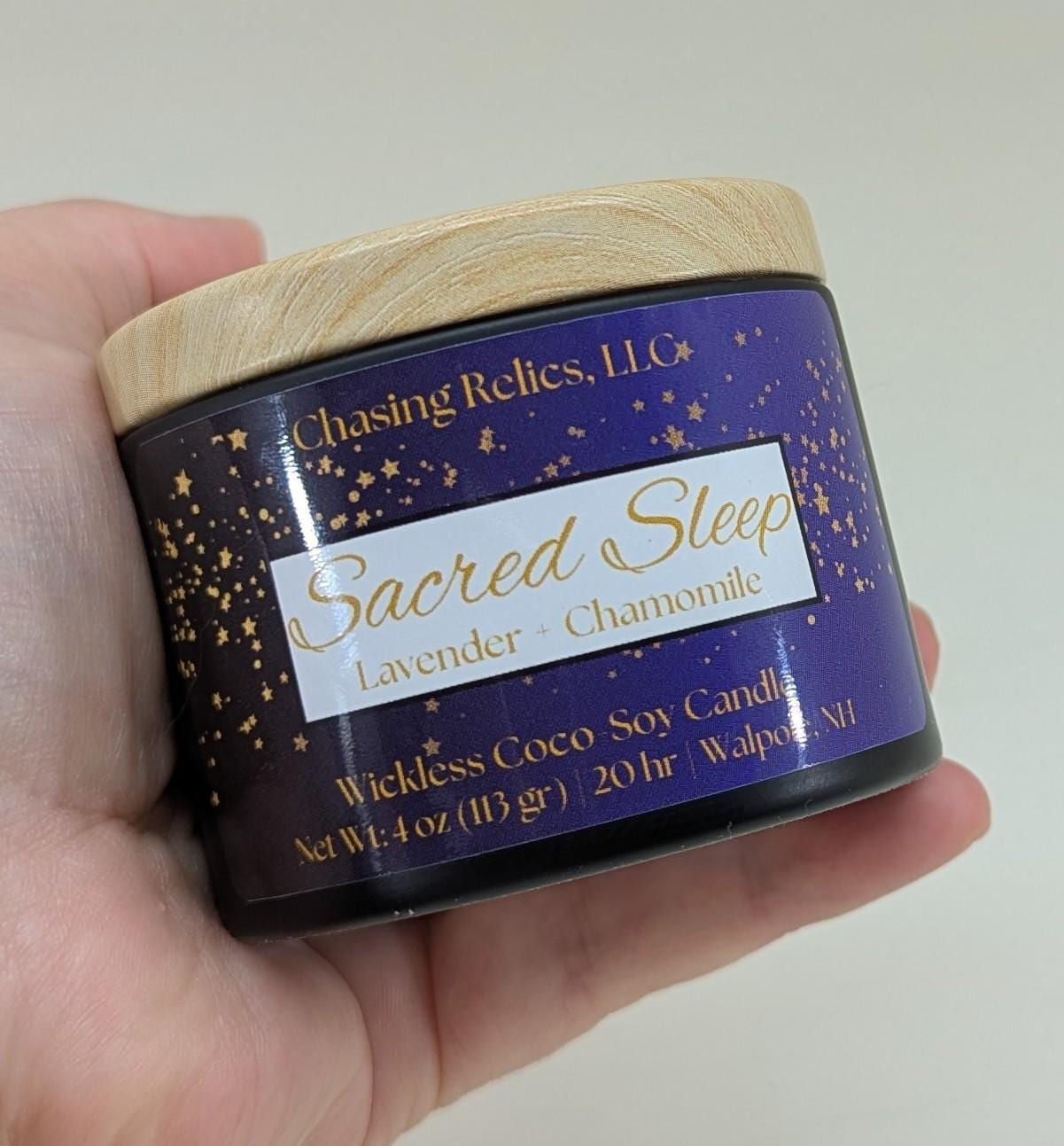 Lavender Chamomile Coco-Soy Wickless Candle: Sacred Sleep Aromatherapy