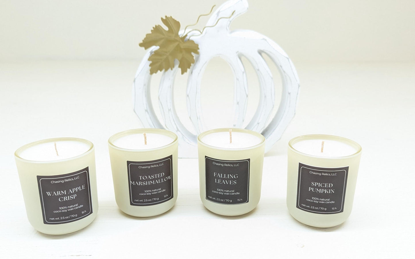 Fall Candle Flight Sampler Set: Apple Crisp, Pumpkin Spice, Coco-Soy Wax