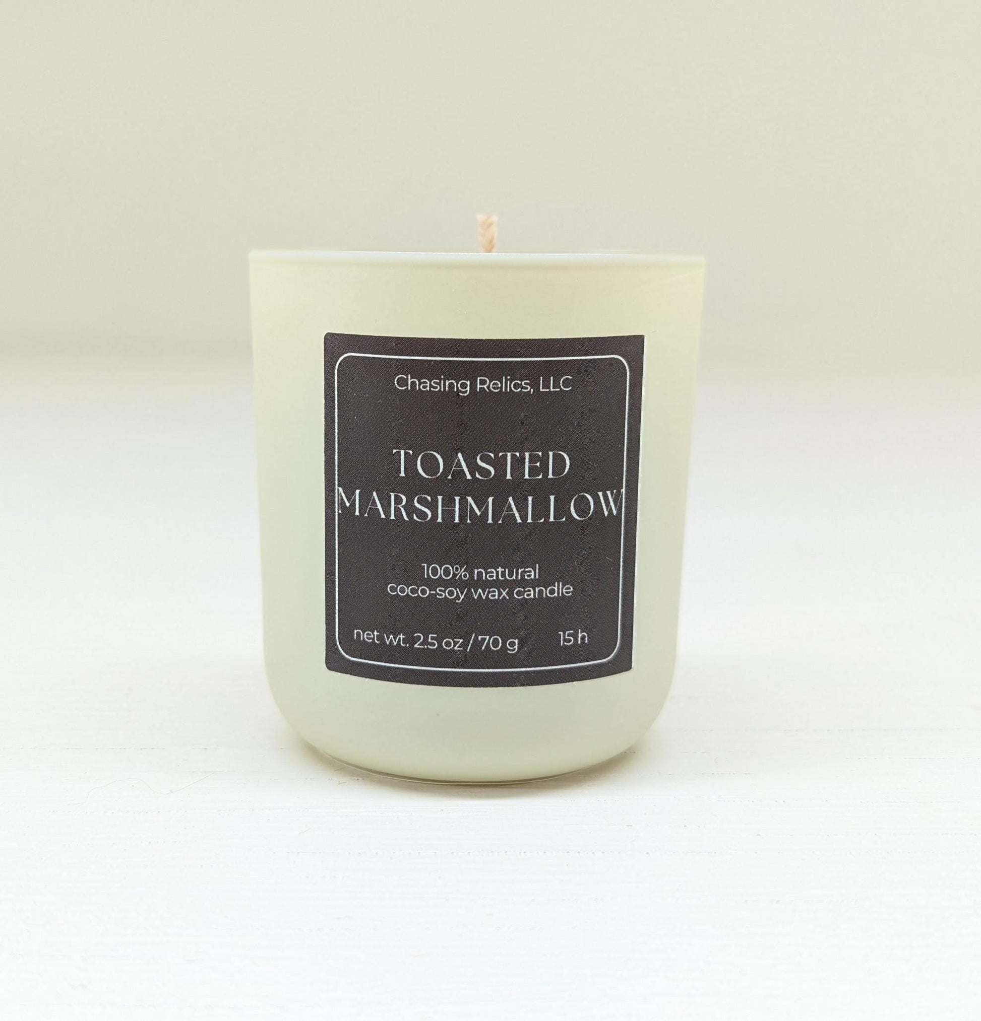 Toasted Marshmallow Coco Soy Candle: Vanilla & Smoky Woods Scent
