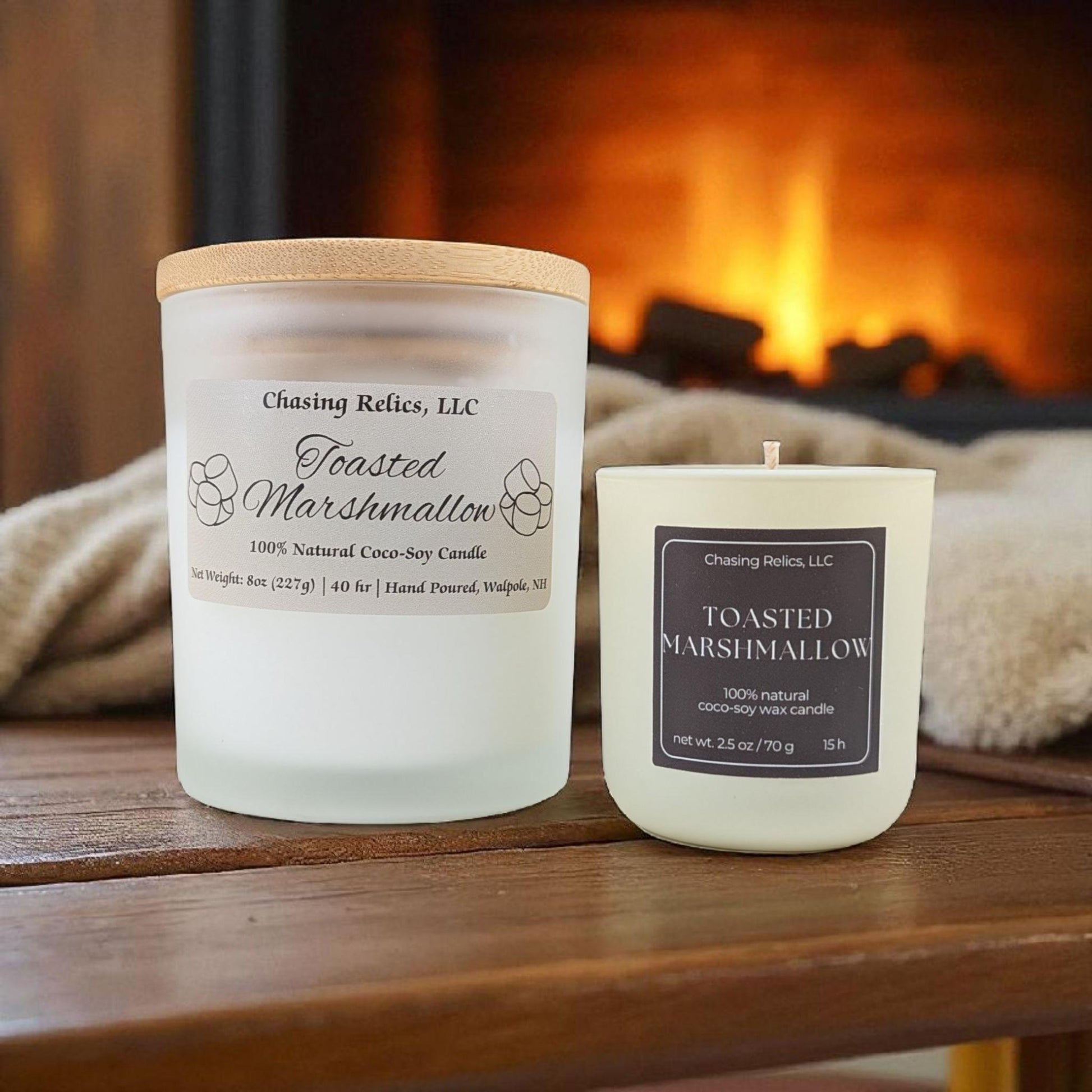 Toasted Marshmallow Coco Soy Candle: Vanilla & Smoky Woods Scent