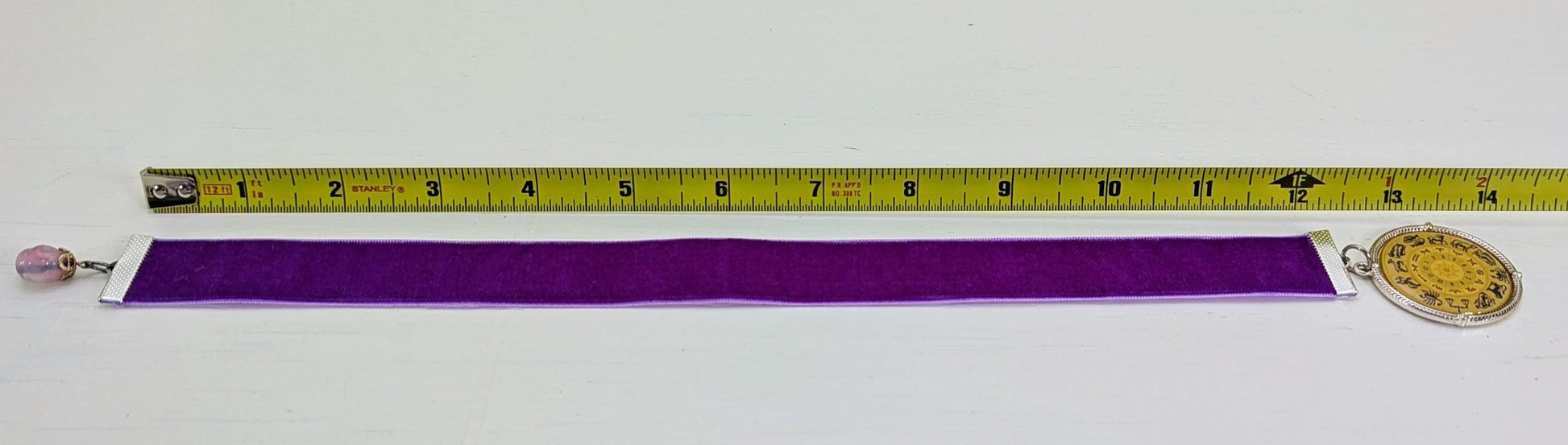 Zodiac Velvet Bookmark – Vintage Astrology Charm & Gemstone Accent | 12" Purple Ribbon | Handmade Gift for Readers and Horoscope Lovers