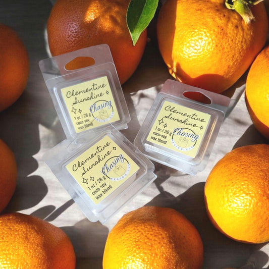 Clementine Sunshine Wax Melt, Natural Coco-Soy Wax Blend, Sample Size 1 oz Tart for Warmer