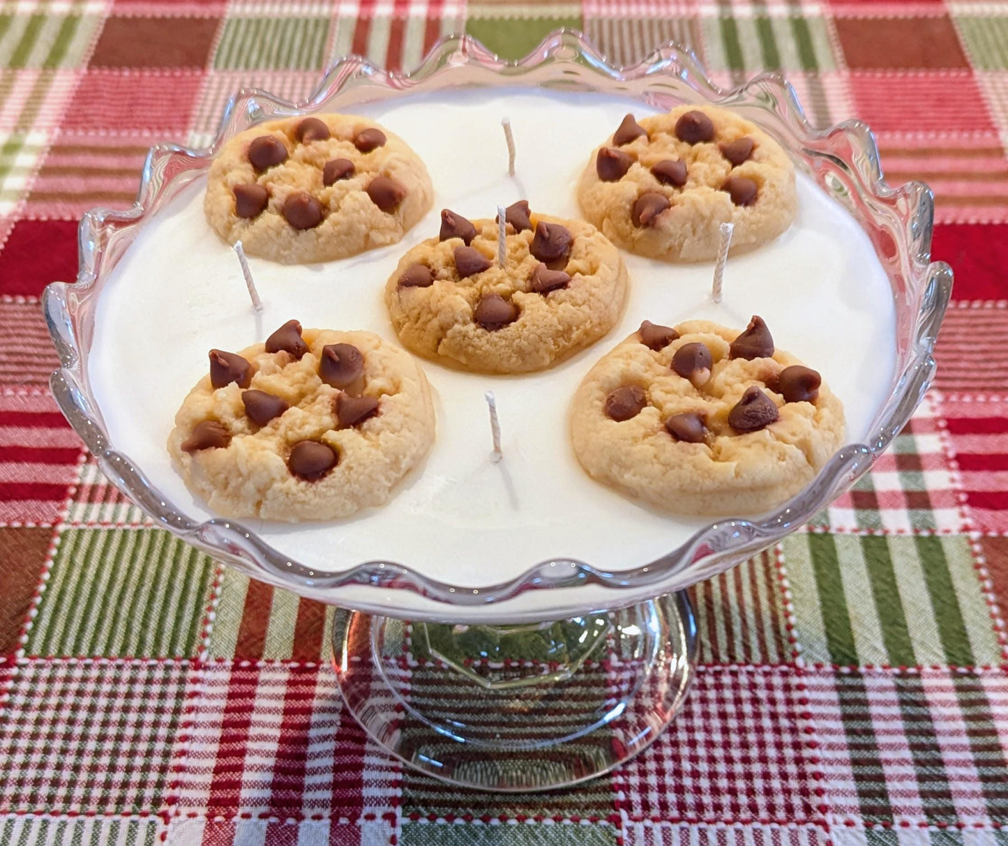 Cookie Candle – Coco Soy, 5-Wick Vintage Glass Pedestal Dish Centerpiece