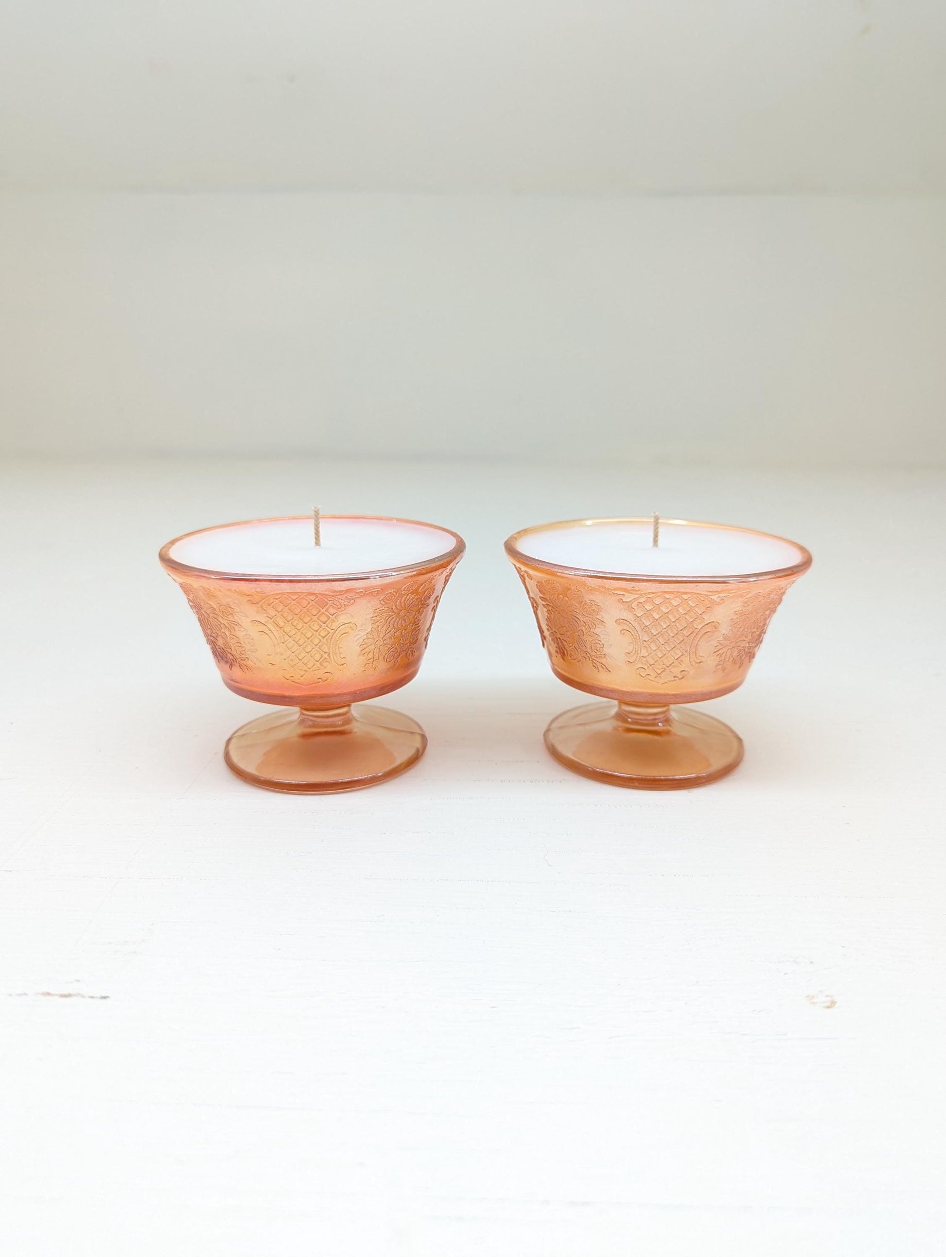 Pumpkin Waffle Candle Duo – 4 oz Vintage Peach Glass | Coco Soy Wax | Cotton Wick | Fall Candle Gift Set | Small Batch Handmade