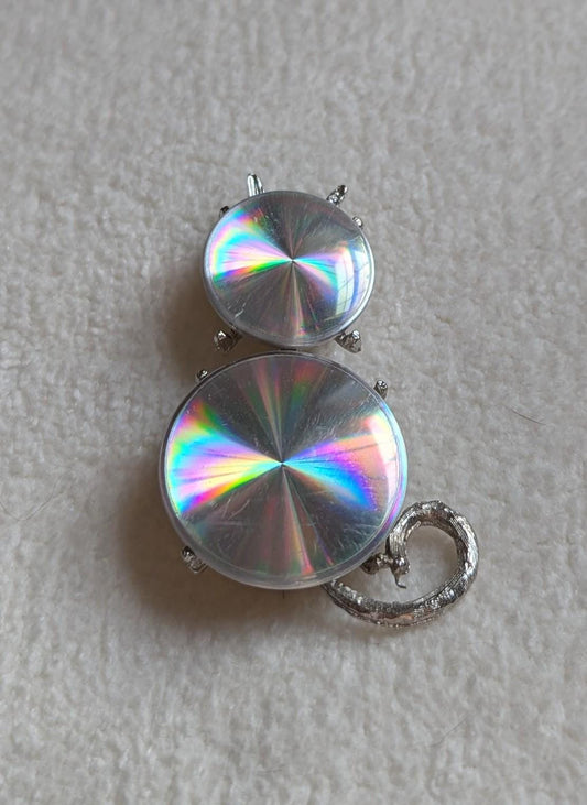 1961 Jewelarama Hologram Cat Brooch — Vintage Psychedelic Costume Pin