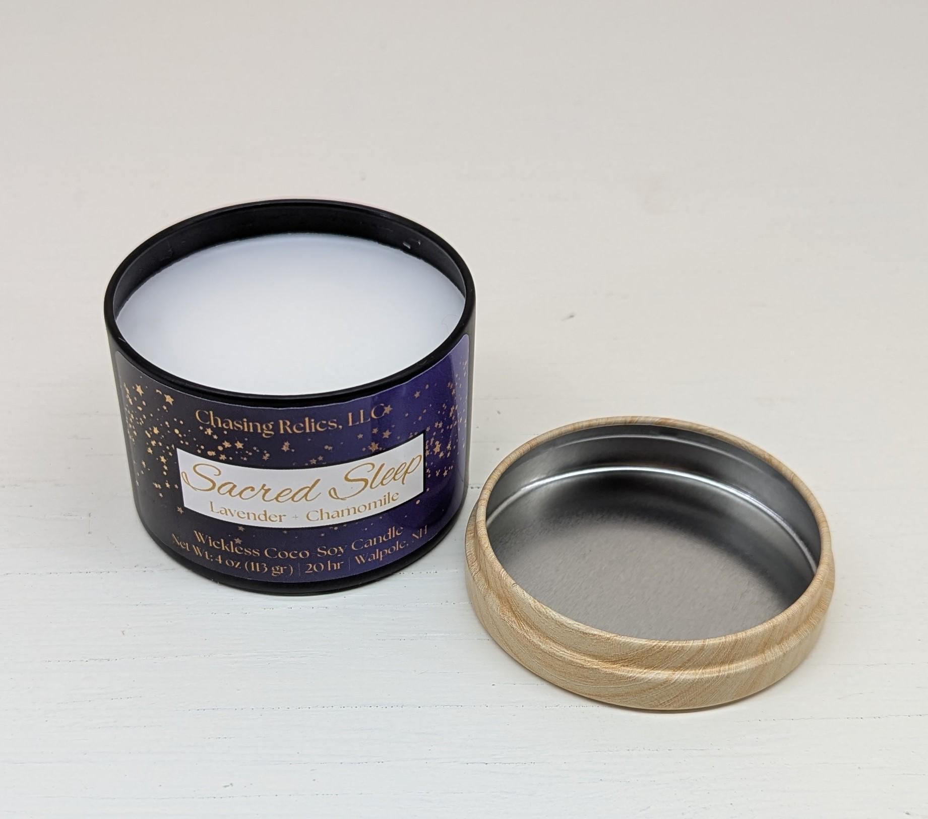 Lavender Chamomile Coco-Soy Wickless Candle: Sacred Sleep Aromatherapy