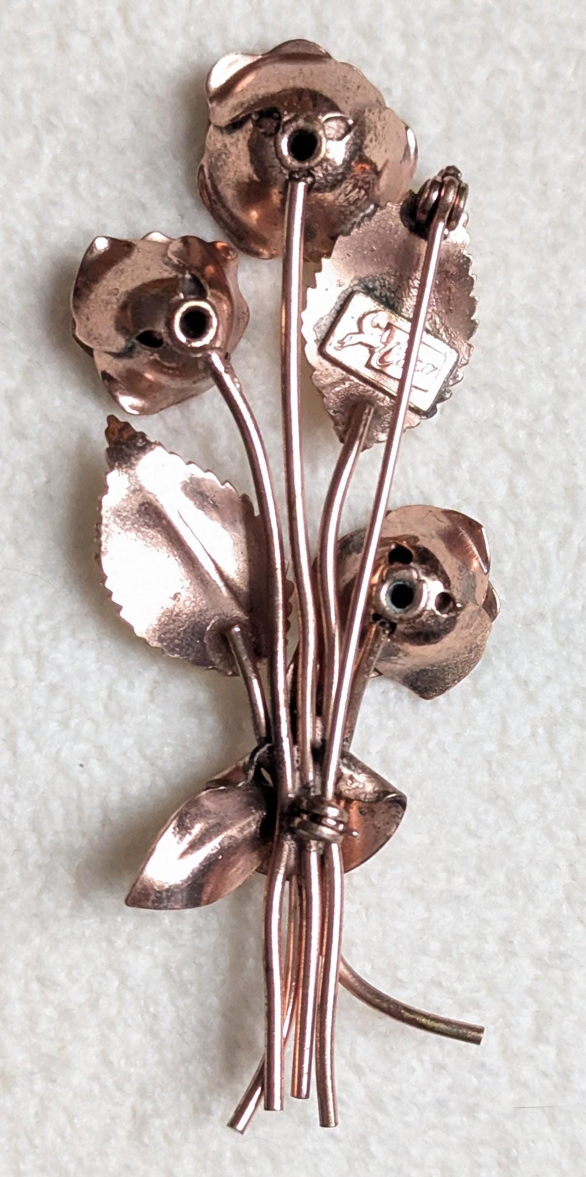 Coro Pegasus Rose Bouquet Brooch | Vintage Rhinestone Floral Pin | Two-Tone Gold Mid-Century Costume Jewelry