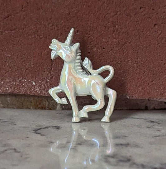 Vintage Gerry Unicorn Brooch | Iridescent Enamel, Gold-Tone Pin