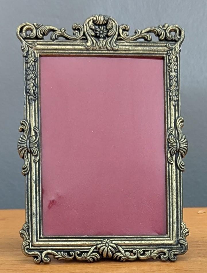 Vintage Italian Repousse Metal Picture Frame | Ornate Victorian Style Scroll Frame