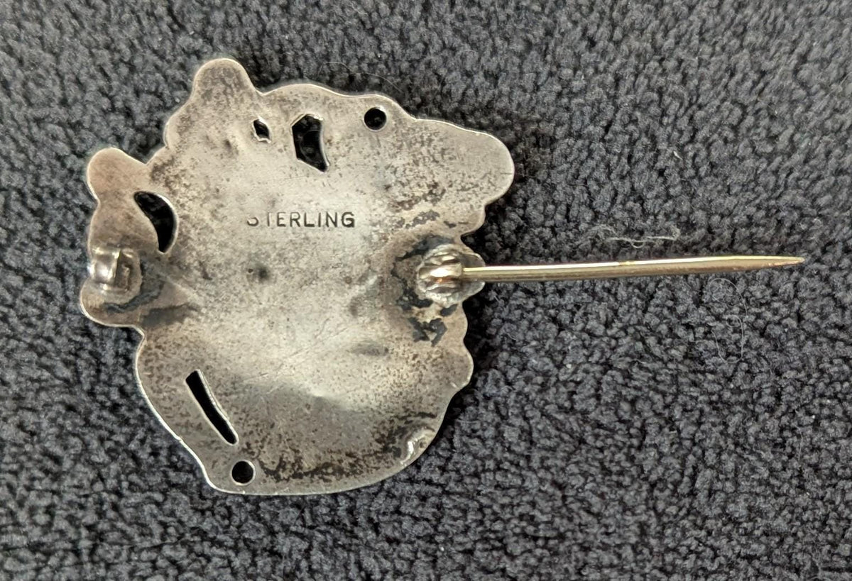 Antique Art Nouveau Sterling Silver Brooch | Repoussé Maiden, Nature Design