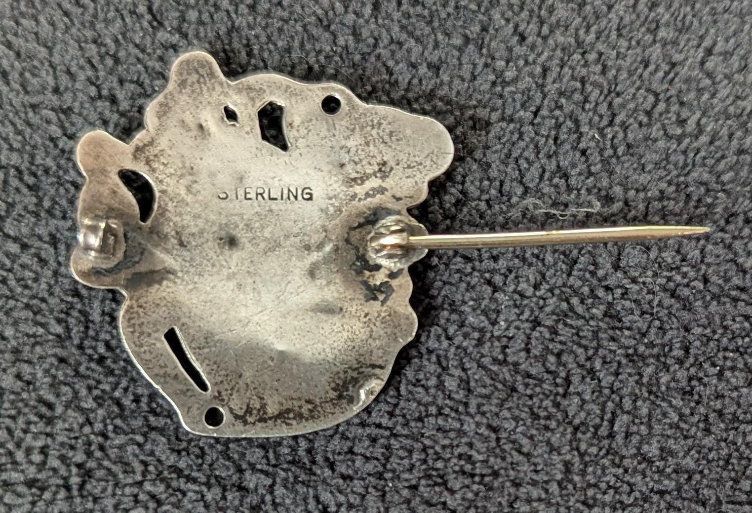 Antique Art Nouveau Sterling Silver Brooch | Repoussé Maiden, Nature Design