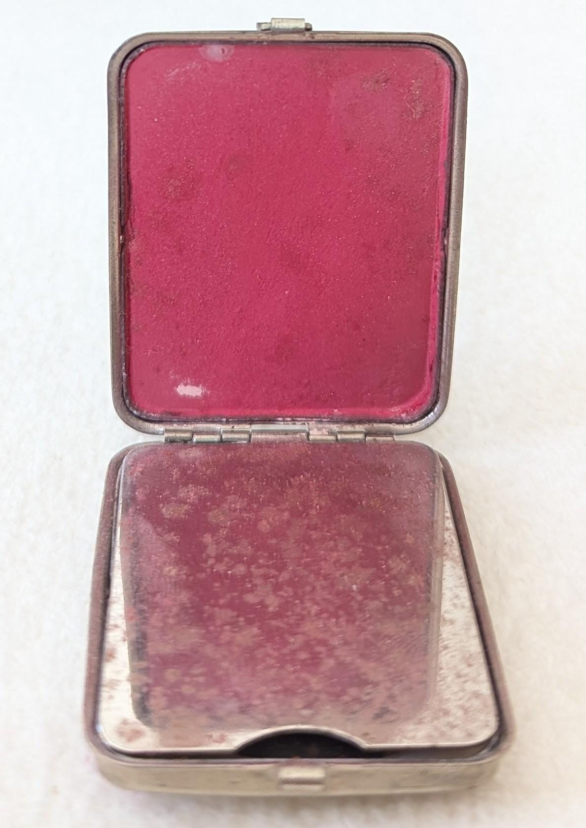 Antique Art Deco Folding Powder Compact with Blue Enamel Birds – 1920s