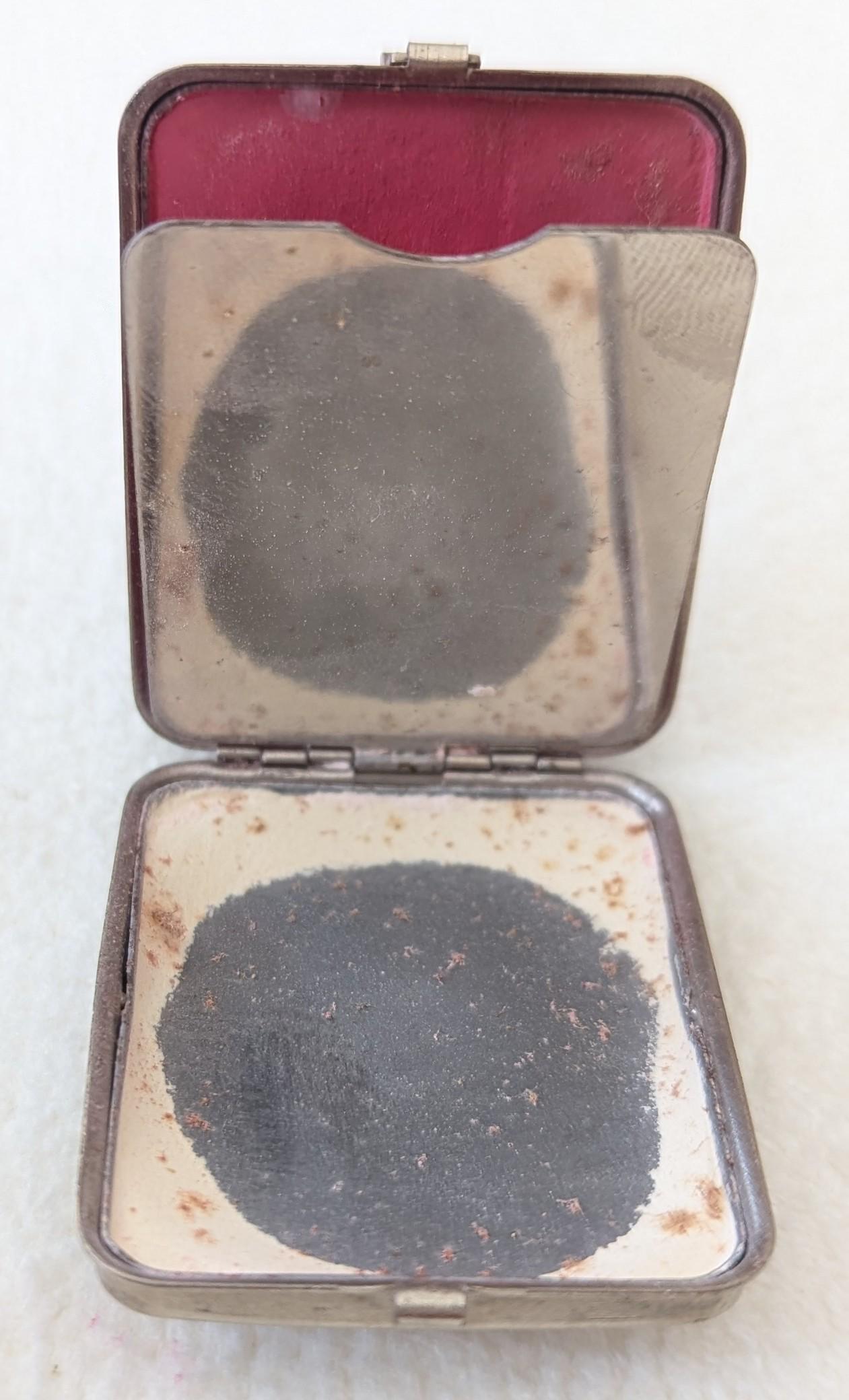 Antique Art Deco Folding Powder Compact with Blue Enamel Birds – 1920s