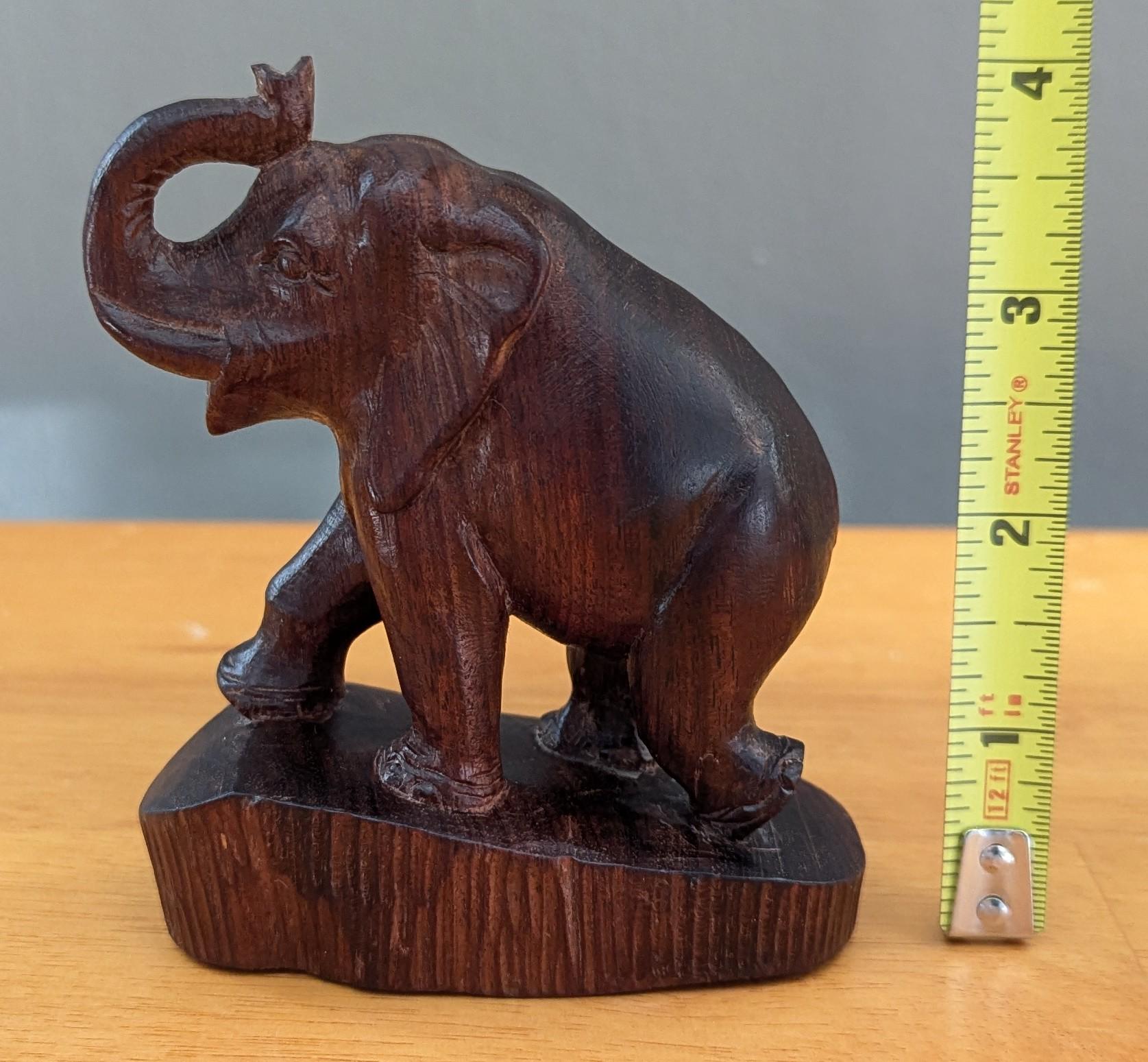 Hand-Carved Wooden Elephant | Vintage Animal Figurine | Symbolic Home Decor