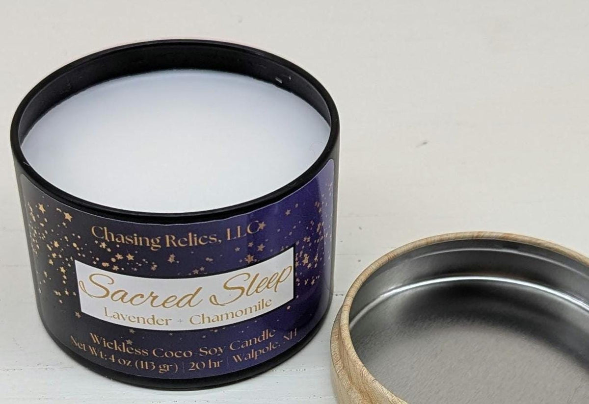 Lavender Chamomile Coco-Soy Wickless Candle: Sacred Sleep Aromatherapy