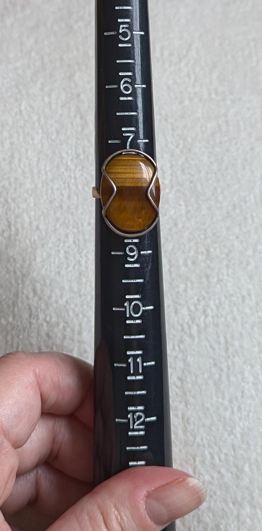 Vintage 835 Silver Tiger's Eye Ring | Mid-Century Modern Statement Jewelry, Size 8