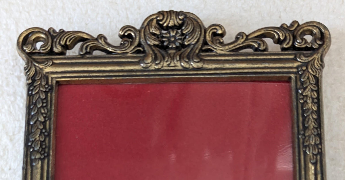 Vintage Italian Repousse Metal Picture Frame | Ornate Victorian Style Scroll Frame