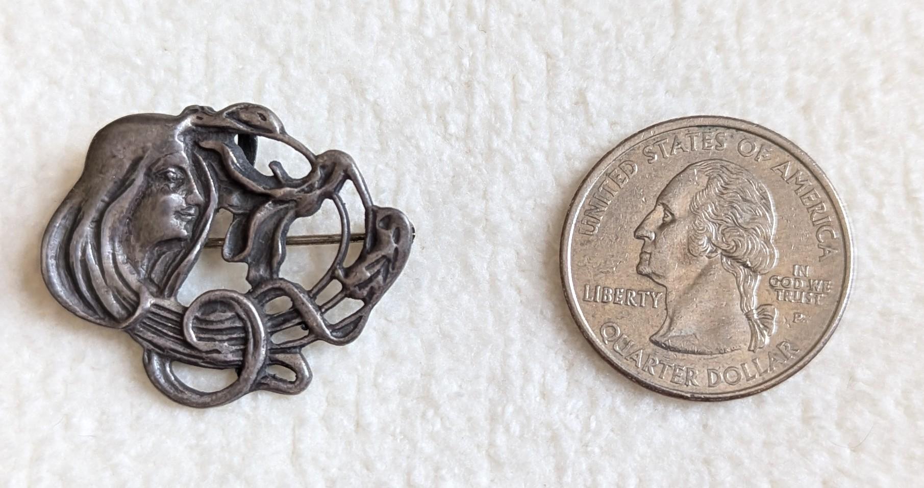 Vintage Art Nouveau Sterling Silver Convertible Brooch Pendant – 1930s Maiden Profile Pin