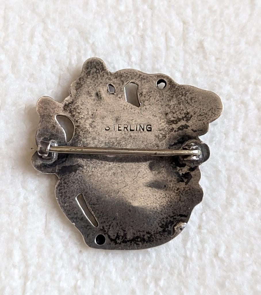 Antique Art Nouveau Sterling Silver Brooch | Repoussé Maiden, Nature Design