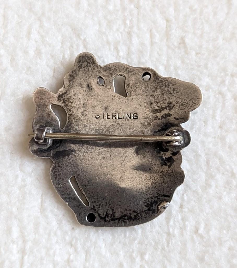 Antique Art Nouveau Sterling Silver Brooch | Repoussé Maiden, Nature Design