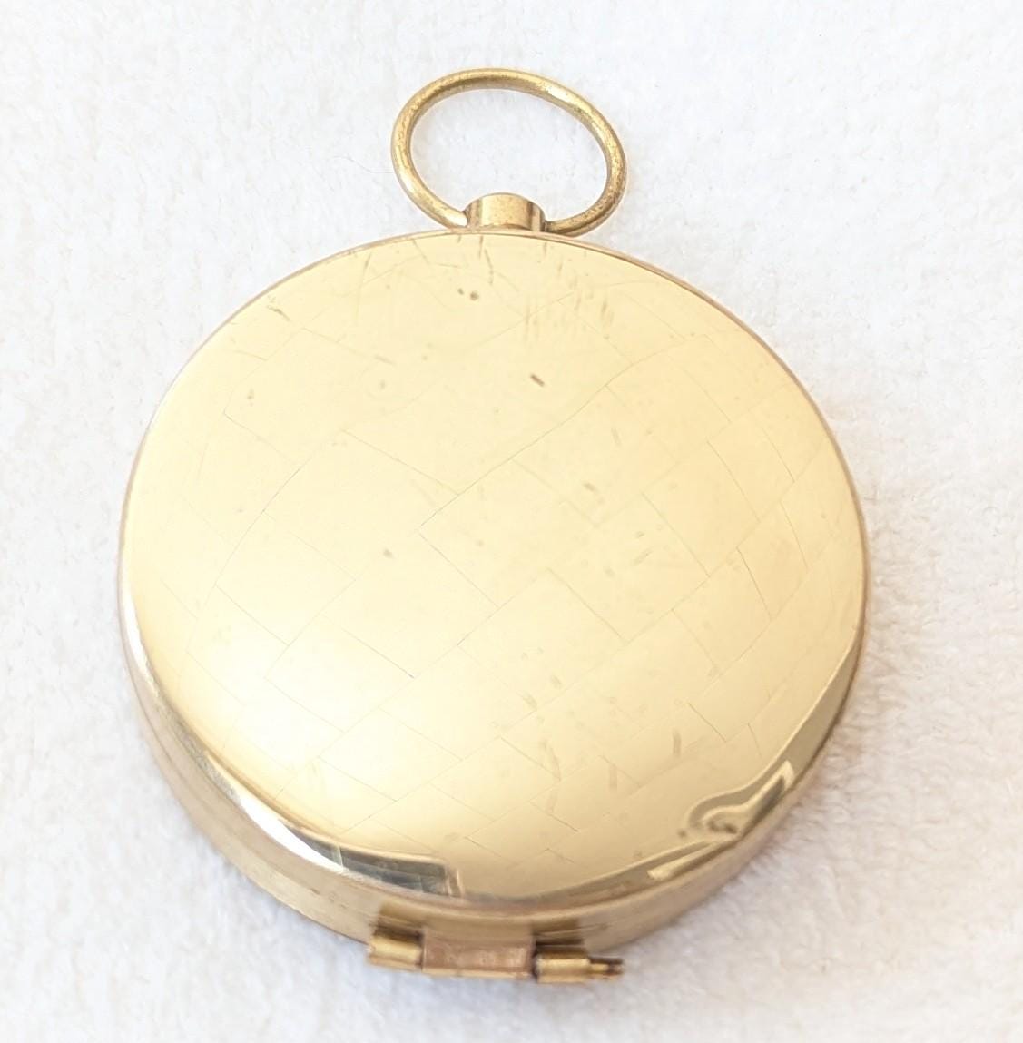 Vintage Brass Pocket Compass with Hinged Cover – Working Nautical Compass, Explorer Gift, Collectible Navigation Tool