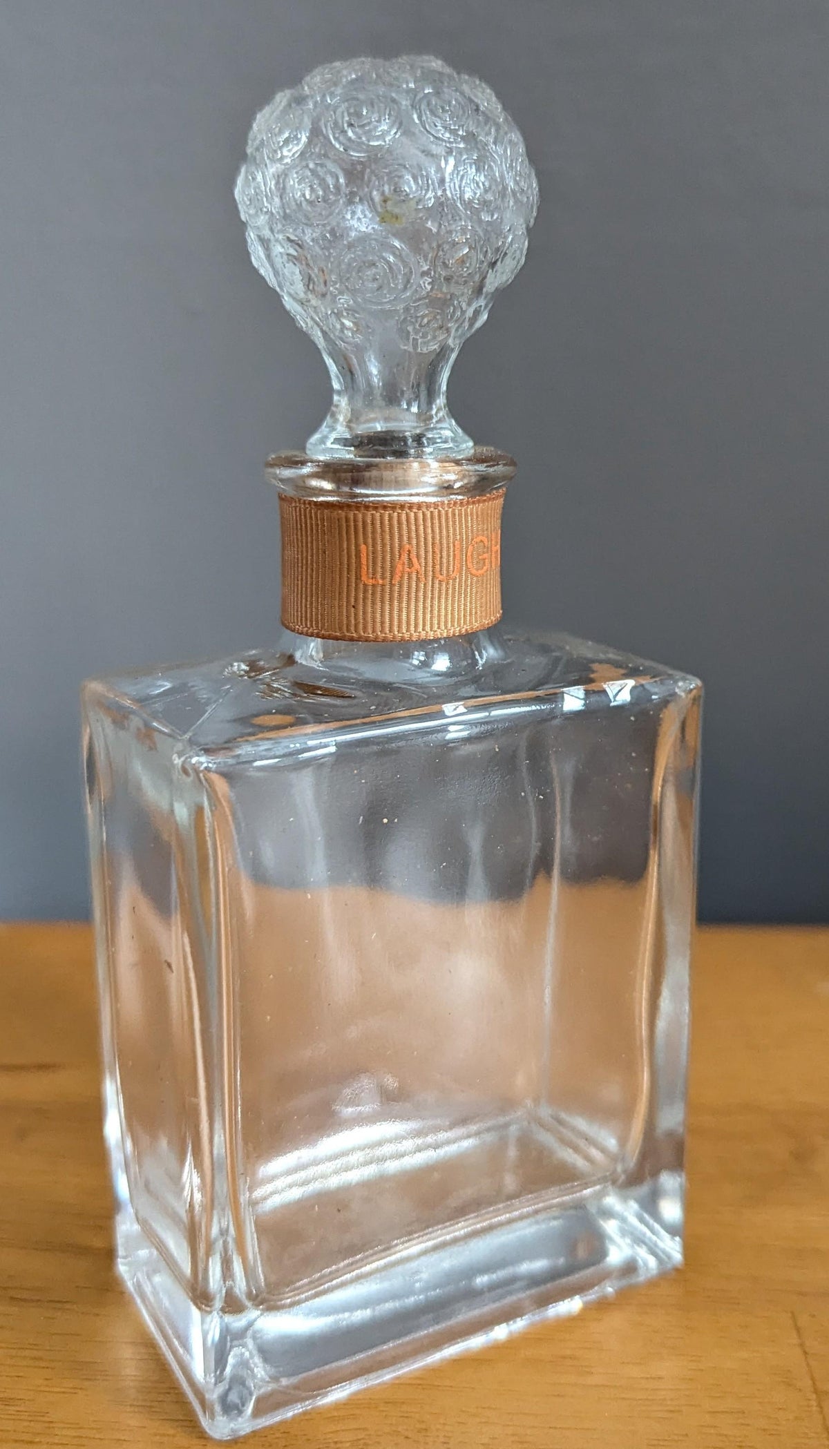 Vintage Glass Perfume Bottle – Rosette Stopper, Mid Century Vanity Decor