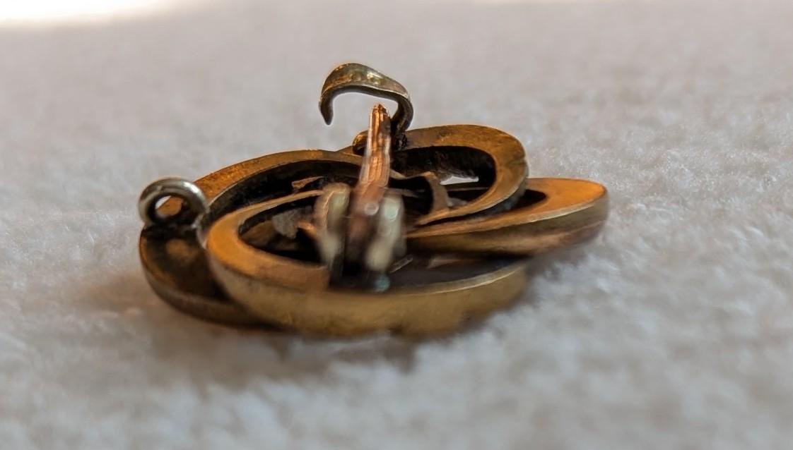 PSCO Gold Filled Opal Brooch | Edwardian Swirl Pin, Antique Floral Jewelry