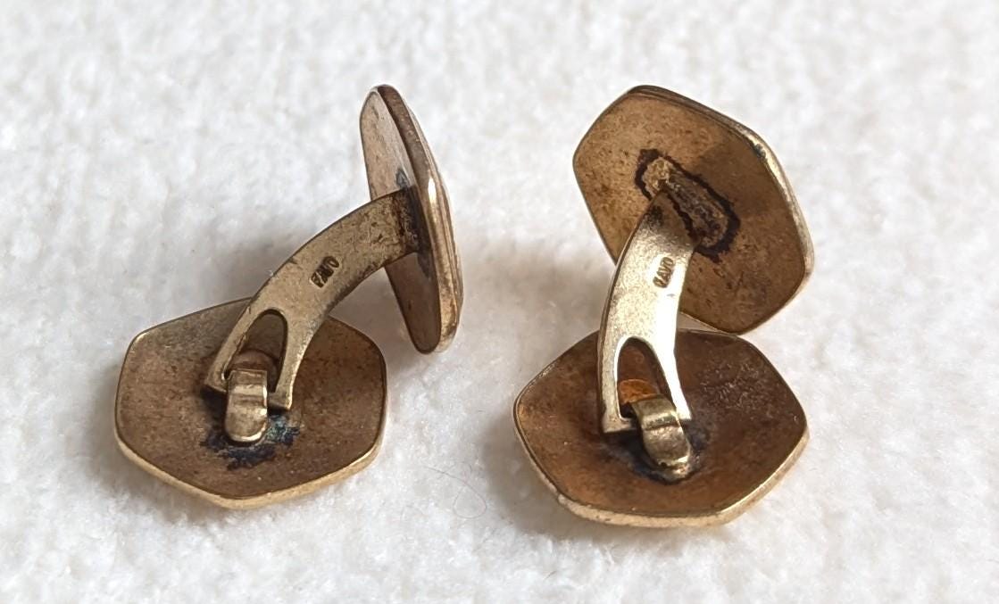 Edwardian Gold Filled Cufflinks | Star Set Red Stone, FAVO Stamped