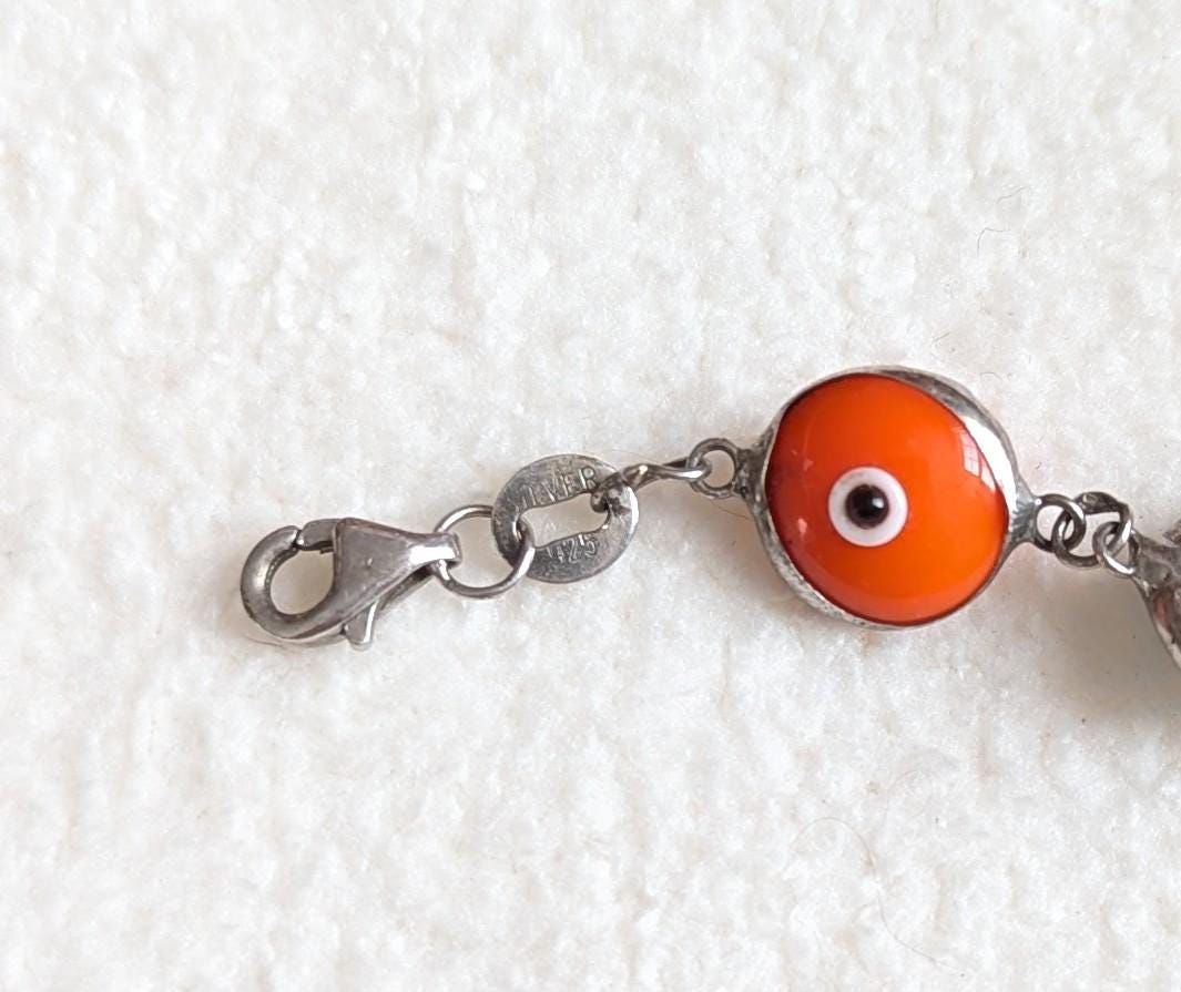 Sterling Silver Evil Eye Bracelet | Colorful Glass Nazar, Protection Jewelry