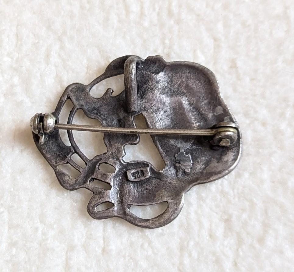 Vintage Art Nouveau Sterling Silver Convertible Brooch Pendant – 1930s Maiden Profile Pin