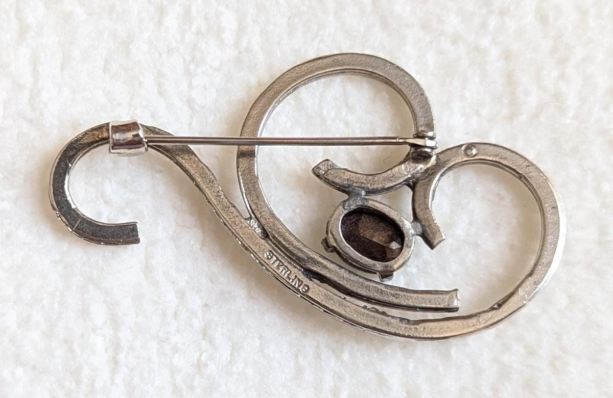 Vintage Mid Century Sterling Silver Abstract Modernist Brooch | Minimalist Jewelry Pin