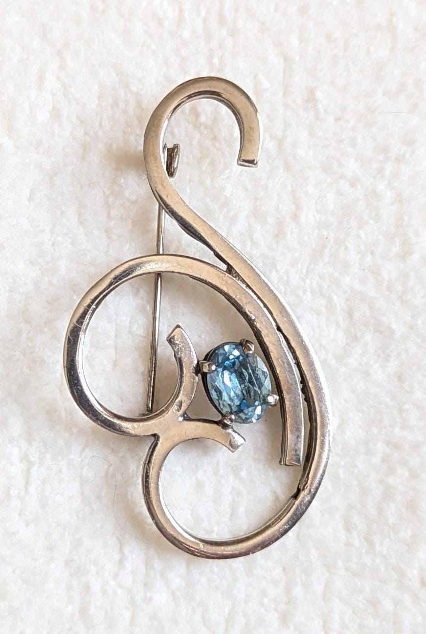 Vintage Mid Century Sterling Silver Abstract Modernist Brooch | Minimalist Jewelry Pin