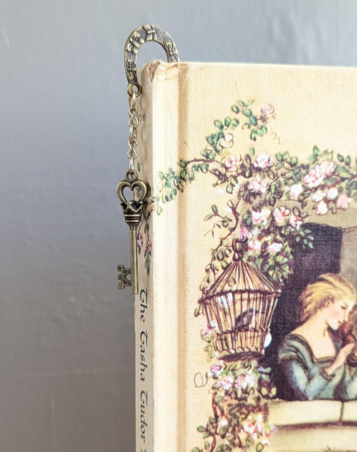 Vintage Bronze Key Bookmark | Crown & Heart Charm, Literary Gift