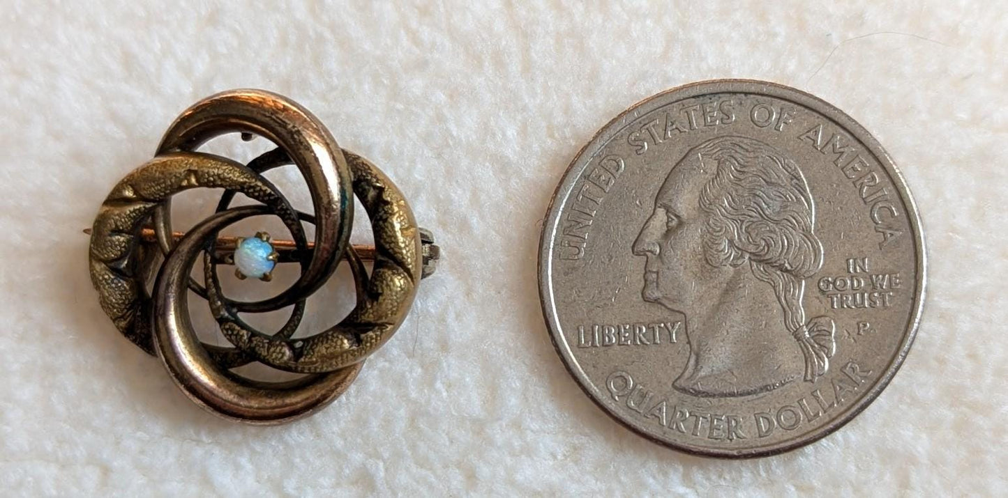 PSCO Gold Filled Opal Brooch | Edwardian Swirl Pin, Antique Floral Jewelry