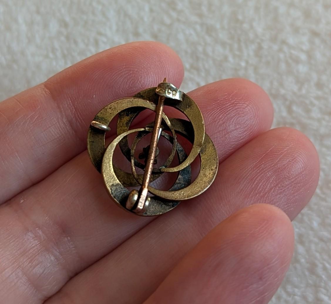 PSCO Gold Filled Opal Brooch | Edwardian Swirl Pin, Antique Floral Jewelry