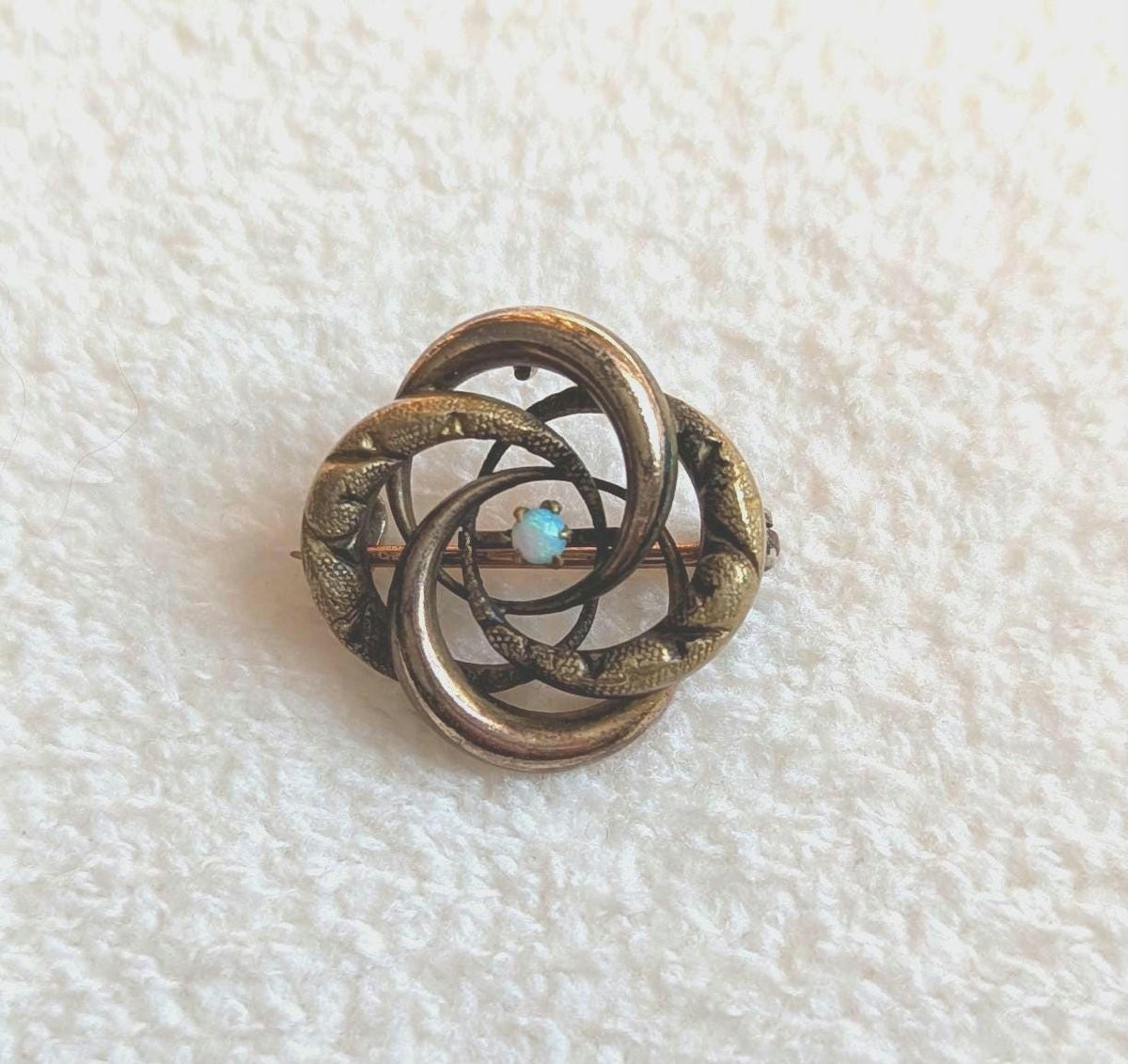 PSCO Gold Filled Opal Brooch | Edwardian Swirl Pin, Antique Floral Jewelry