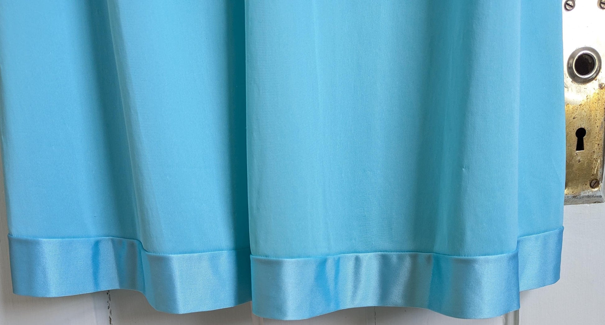 Vintage Aqua Nylon Nightgown: 1970s-1980s Flowy Slip Dress