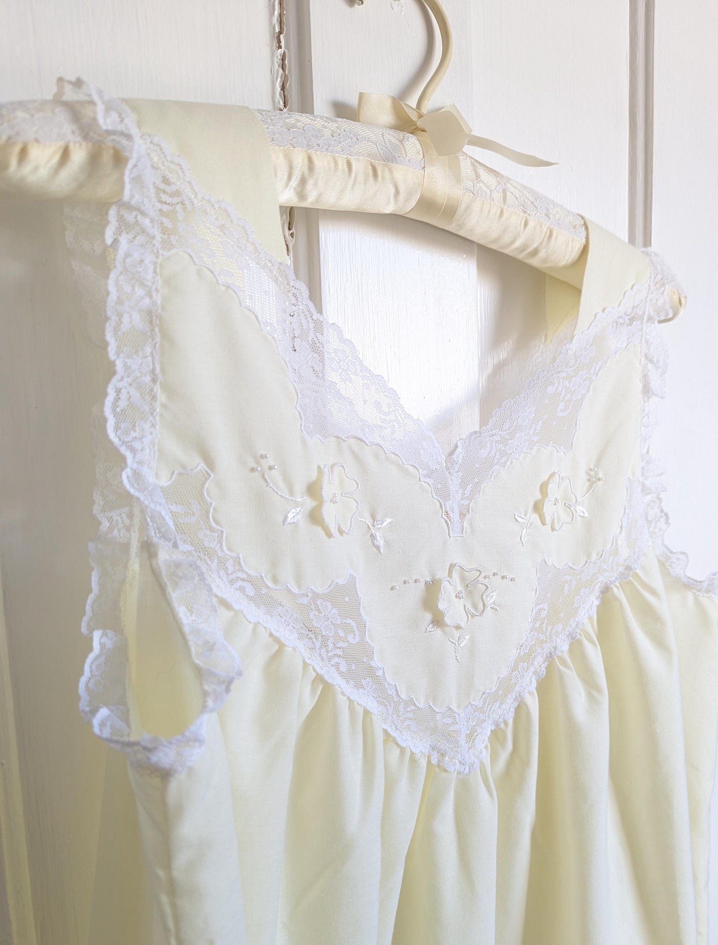 Vintage Barbizon Cotton Nightgown: Lace Trim Waltz Length Sleep Dress