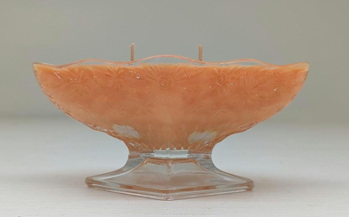 Autumn Leaves Candle – Vintage Glass Pedestal Bowl | Coco Soy Wax | Double Cotton Wicks | Fall Home Decor | Hand Poured 6oz