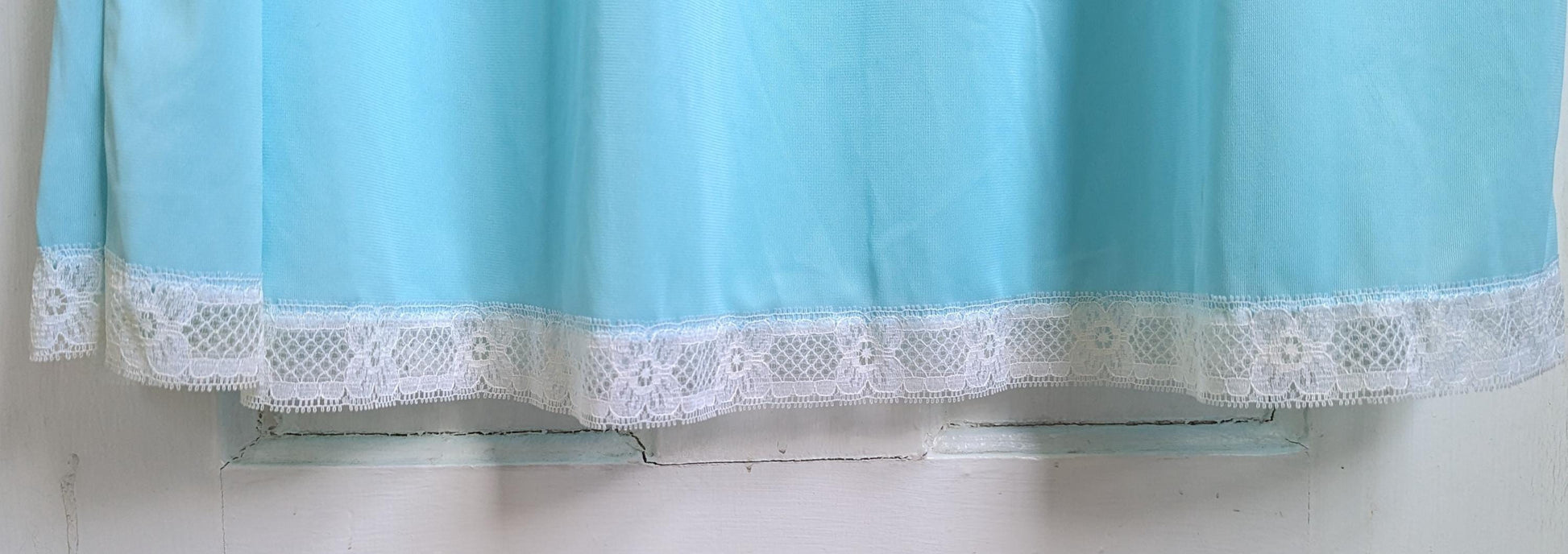 Vintage Aristocraft Turquoise Nylon Nightgown Lace Trim Pintuck Bodice Sleeveless Long Nightgown 70s Lingerie