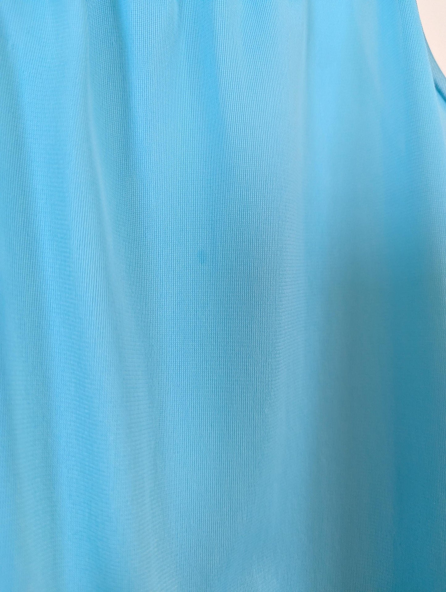 Vintage Aqua Nylon Nightgown: 1970s-1980s Flowy Slip Dress
