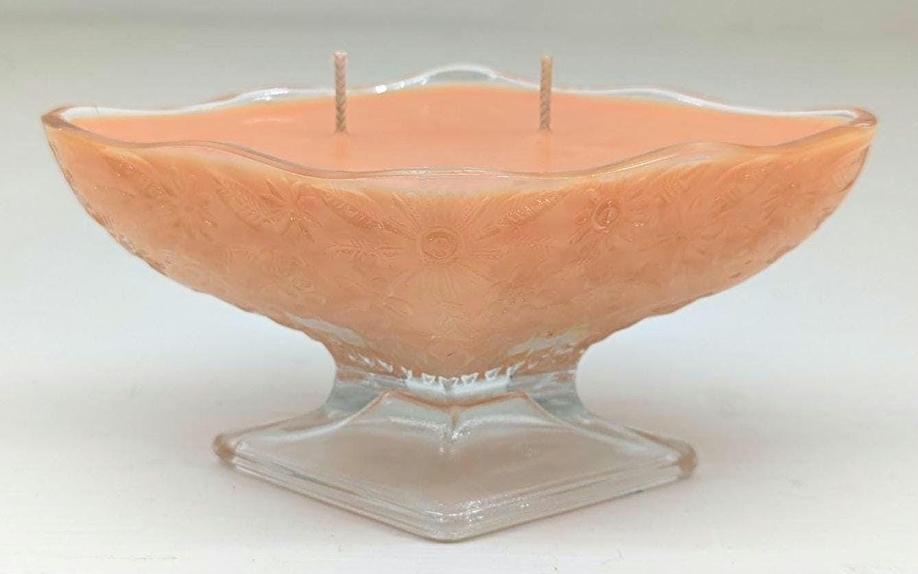Autumn Leaves Candle – Vintage Glass Pedestal Bowl | Coco Soy Wax | Double Cotton Wicks | Fall Home Decor | Hand Poured 6oz